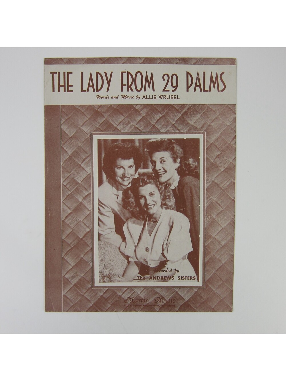 Sheet Music The Lady From 29 Palms Andrews Sisters Allie Wrubel Vintage 1947